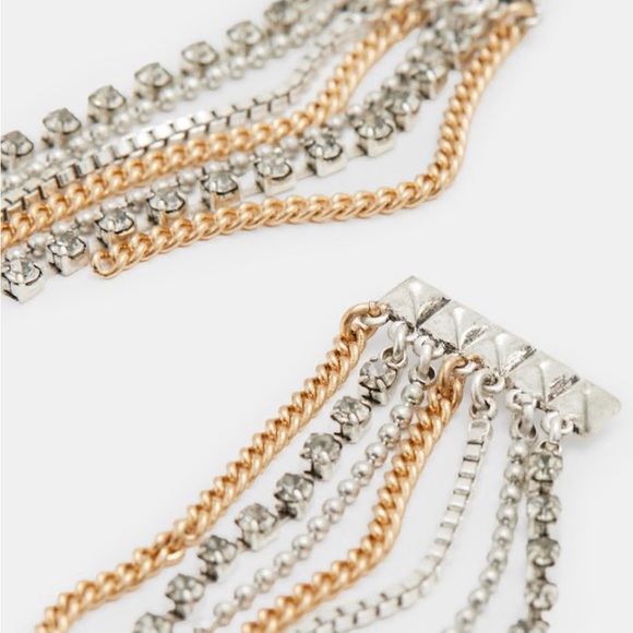 AllSaints Two Tone Crystal Fringe Earrings - Picture 3 of 3